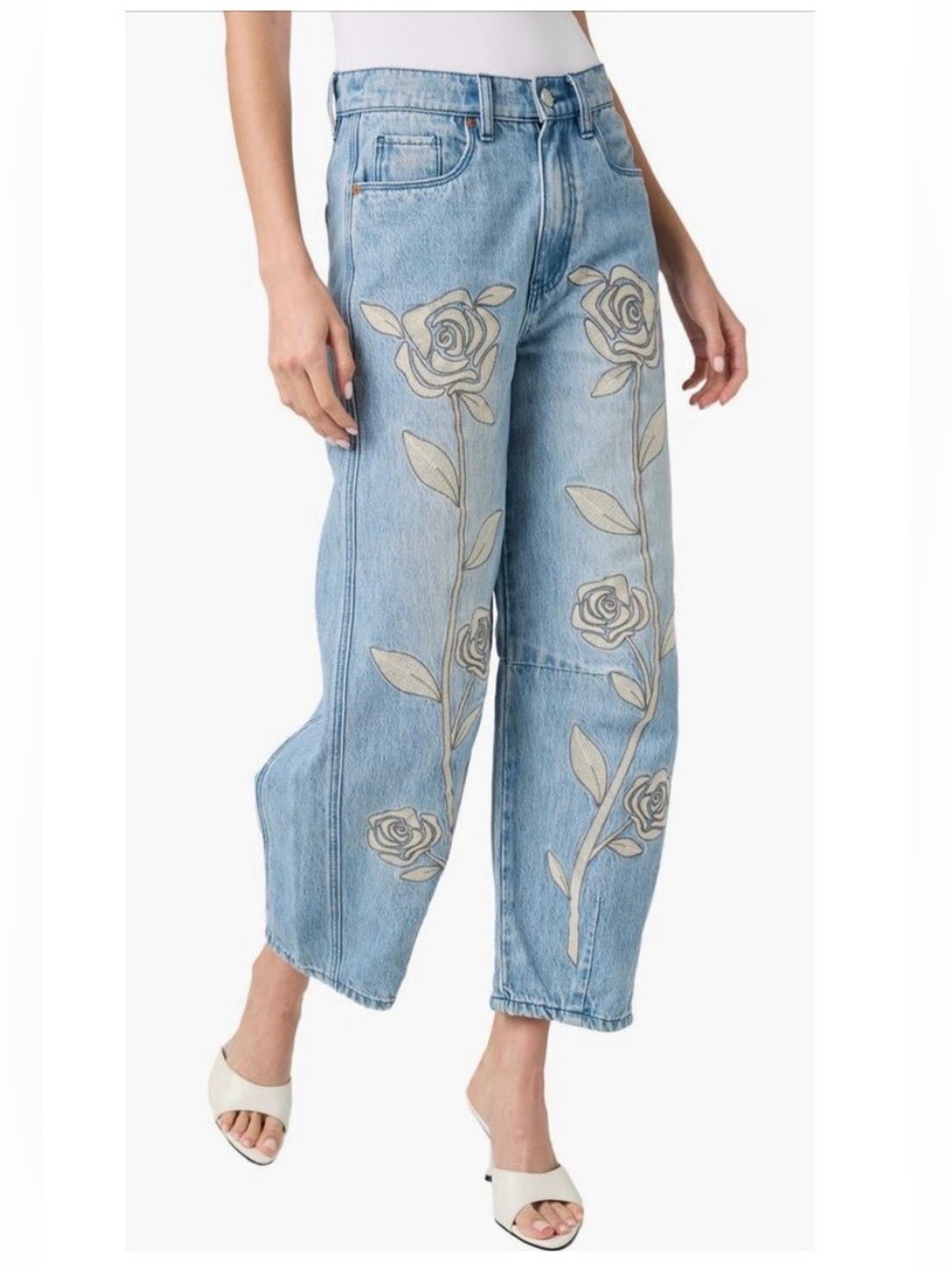 🎉LAST CHANCE🎉BLANK NYC floral embroidered barrel leg jeans